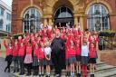 Sir Simon Russell Beale pictured with children from Marlborough St Mary's Primary School.
