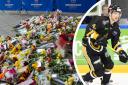Flowers and messages left in tribute to Nottingham Panthers' ice hockey player Adam Johnson outside the Motorpoint Arena in Nottingham