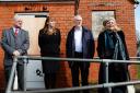 Jeremy Corbyn and Angela Rayner visit the old Pinehurst Library. Pictured Jim Grant, Angela Rayner, Jeremy Corbyn and Tracey Brabin..03/04/18 Thomas kelsey.