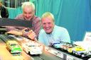 Steve Dudley, of Slot Drag Racing UK, and Robin Clark at last year’s Scalextric swap meet at the Oasis