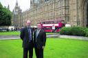 North Swindon MP Justin Tomlinson with his South Swindon colleague Robert Buckland outside the Houses of Parliament