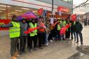 GXO workers outside Iceland in Swindon town centres