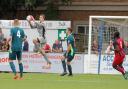 Goalkeeper Will Henry during Chippenham Town's 2-1 defeat at Hampton & Richmond Borough. Picture: RICHARD CHAPPELL
