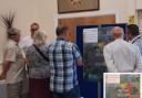 Coun Gary Sumner, right, talks Wroughton residents through the proposals