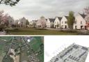 How the houses might look (top), the site (bottom left), and proposed lay out (bottom right)