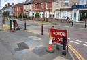 The road closed signs in Moredon Road, which is 'closed' but still open