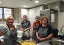 The dinner ladies who served free meals to hungry families and neighbours in Highworth this summer at St Michael's Church.