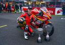 Swindon's Max Cook collects his National Junior Superstock trophy at Brands Hatch prior to the final round of the competition last season                         Photo: Camipix Photography