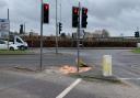 The site of the crash still had some debris including a crushed bollard the morning after.