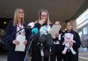Cheryl Korbel, (second left) mother of nine-year-old Olivia Pratt-Korbel speaks to the media outside Manchester Crown Court after Thomas Cashman, 34, of Grenadier Drive, Liverpool, was sentenced to a minimum term of 42 years, for the murder of