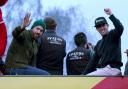 Ryan Reynolds and Rob McElhenney at Wrexham's title-winning parade.
