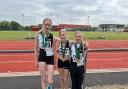 Prosser sisters Meredith, Carys, Lowri with their medals at the Wiltshire Track and Field Championships at the County Ground in Swindon