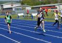 Swindon Harriers' Ethan Byron in action during the U13 boys 75m at the County Ground