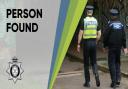 A missing person has been found safe and well