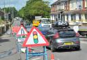 Temporary traffic lights on Wootton Bassett Road, pictured last week.