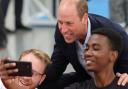 Prince William posing for a selfie during his visit to Swindon charity BEST - Be A Better You