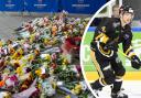 Flowers and messages left in tribute to Nottingham Panthers' ice hockey player Adam Johnson outside the Motorpoint Arena in Nottingham