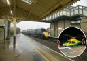 Chippenham train station and an air ambulance inset (file photos)