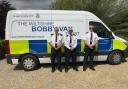 Home Security Operator Mick Leighfield, centre, with colleagues Will Todd, left, and Doug Batchelor and the Wiltshire Bobby Van