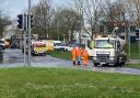 Thames Water workers at the Meads roundabout