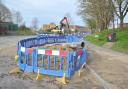 Work continues at the Meads roundabout following a burst water main