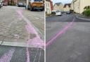 Mystery pink liquid stains Swindon streets