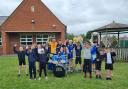 Pupils at Southfield Junior School after a music and sports session delivered by students from Highworth Warneford School