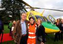 Captions – Chris and Maralyn Locke with Wiltshire Air Ambulance Critical Care Paramedic Jo Munday.