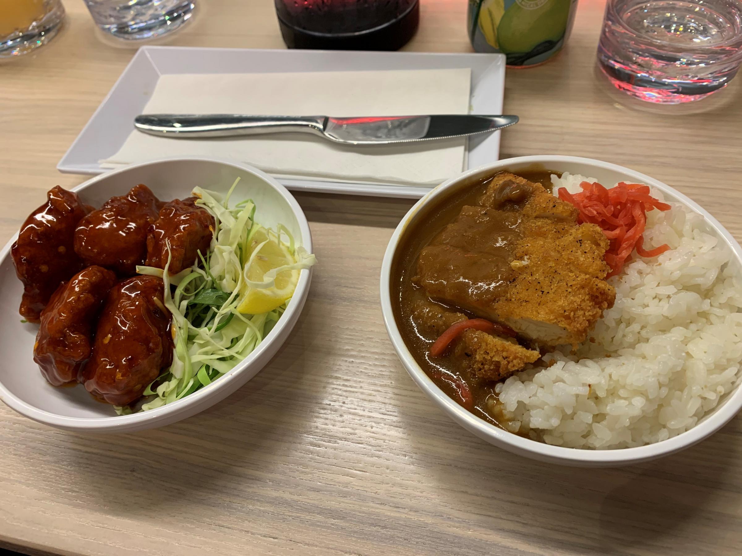 Korean fried chicken and a standard chicken katsu curry