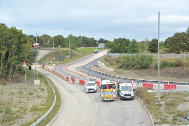 Roadworks at White Hart Roundabout & Mead Way, west Swindon..Pic - White Hart Roundabout.Date 23/9/2021.