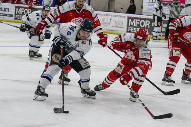Action from Swindon Wildcats v Sheffield Steeldogs at the Link Centre Photo: Kat Medcroft