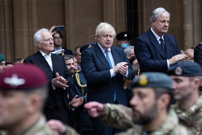 The Prime Minister, Boris Johnson applauds members of the Armed Forces involved in the evacuation of Afghanistan...Armed Forces personnel involved in the evacuation of British nationals and vulnerable Afghans from Afghanistan attended a reception at