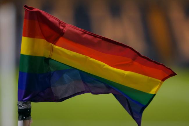 A rainbow corner flag in support of Stonewall’s Rainbow Laces campaign