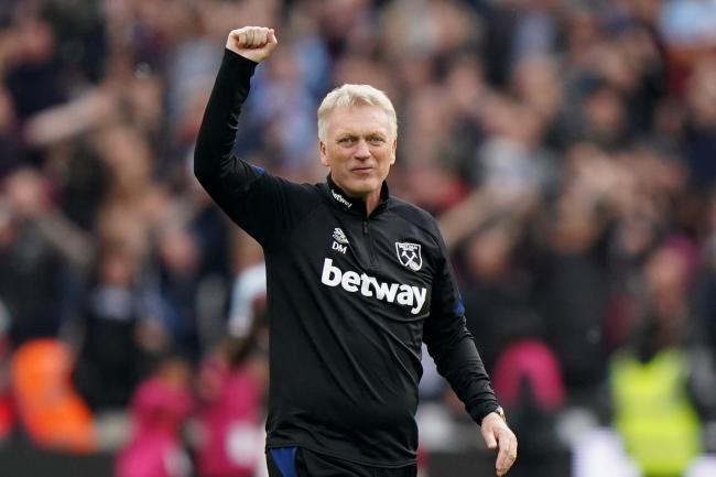 West Ham manager David Moyes gestures to the fans
