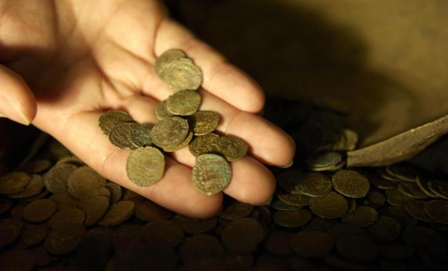 Part of a Roman coin hoard