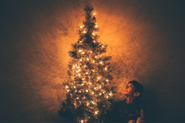 Swindon Advertiser: A child looking up at a decorated Christmas tree. Credit: Canva