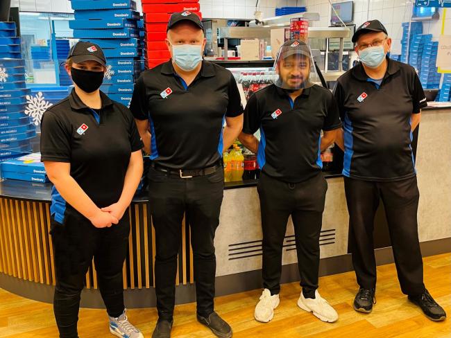 Domino’s staff kept their Swindon branches open on Christmas Day to support the Teenage Cancer Trust