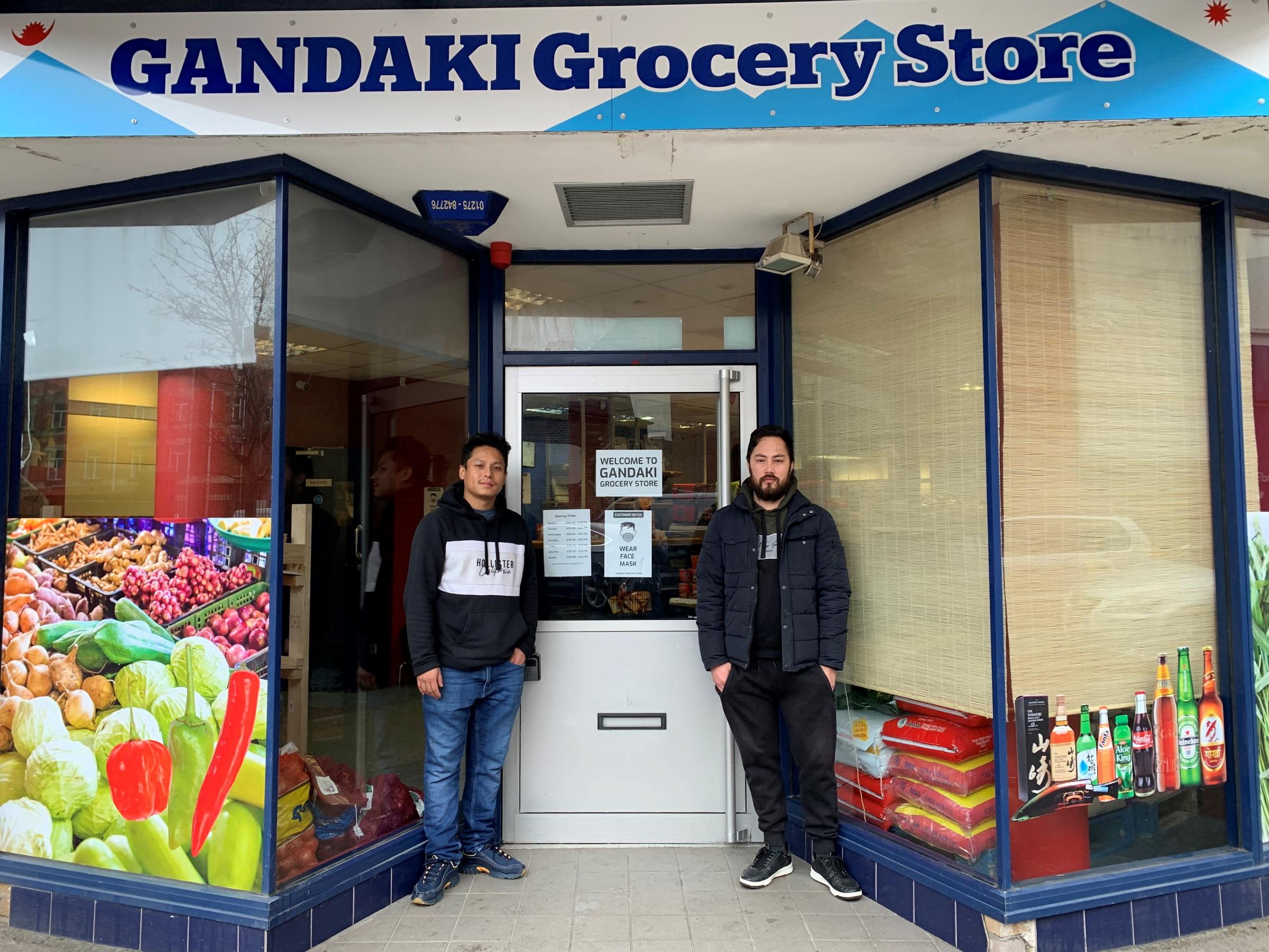 Kul Gaha and Ram Thapa at Gandaki Grocery Store on Sanford Street
