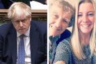 Prime minister Boris Johnson in the House of Commons earlier this week and (right) Emma Jenkins with her grandmother Kathleen Gribble in 2020