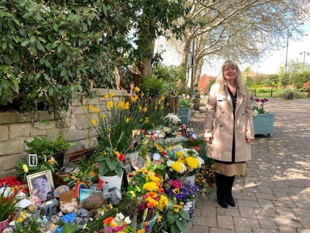Swindon Advertiser: Amanda Parke who lost her 19 year old son Matthew at at the Calne Pocket Park shrine to the boys who died