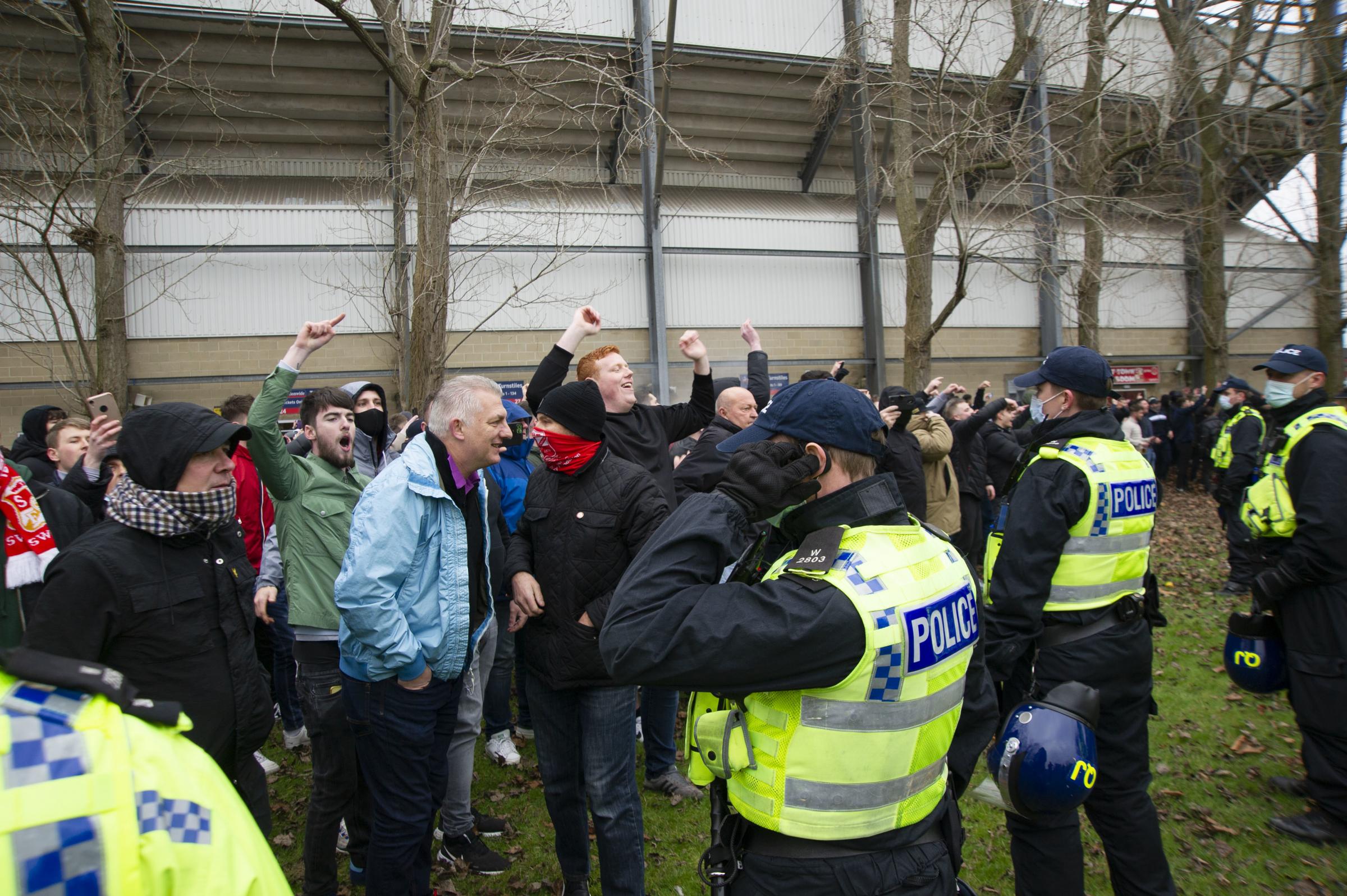 Bristol away fans arriving before the the game at STFC. Pic - gv Date 22/1/2022