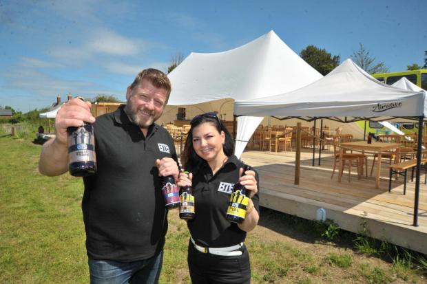 Jason and Vicenza Bayliffe of Broadtown Brewery at the canopied beer garden