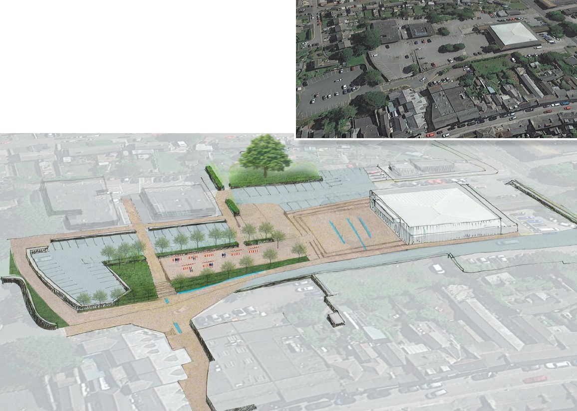 A CGI showing improved pedestrian accessibility to Horse & Jockey Lane and through Trengrouse car park, adding planting, while maintaining car parking spaces but identifying some for occasional markets and outdoor events Picture: MeiLoci