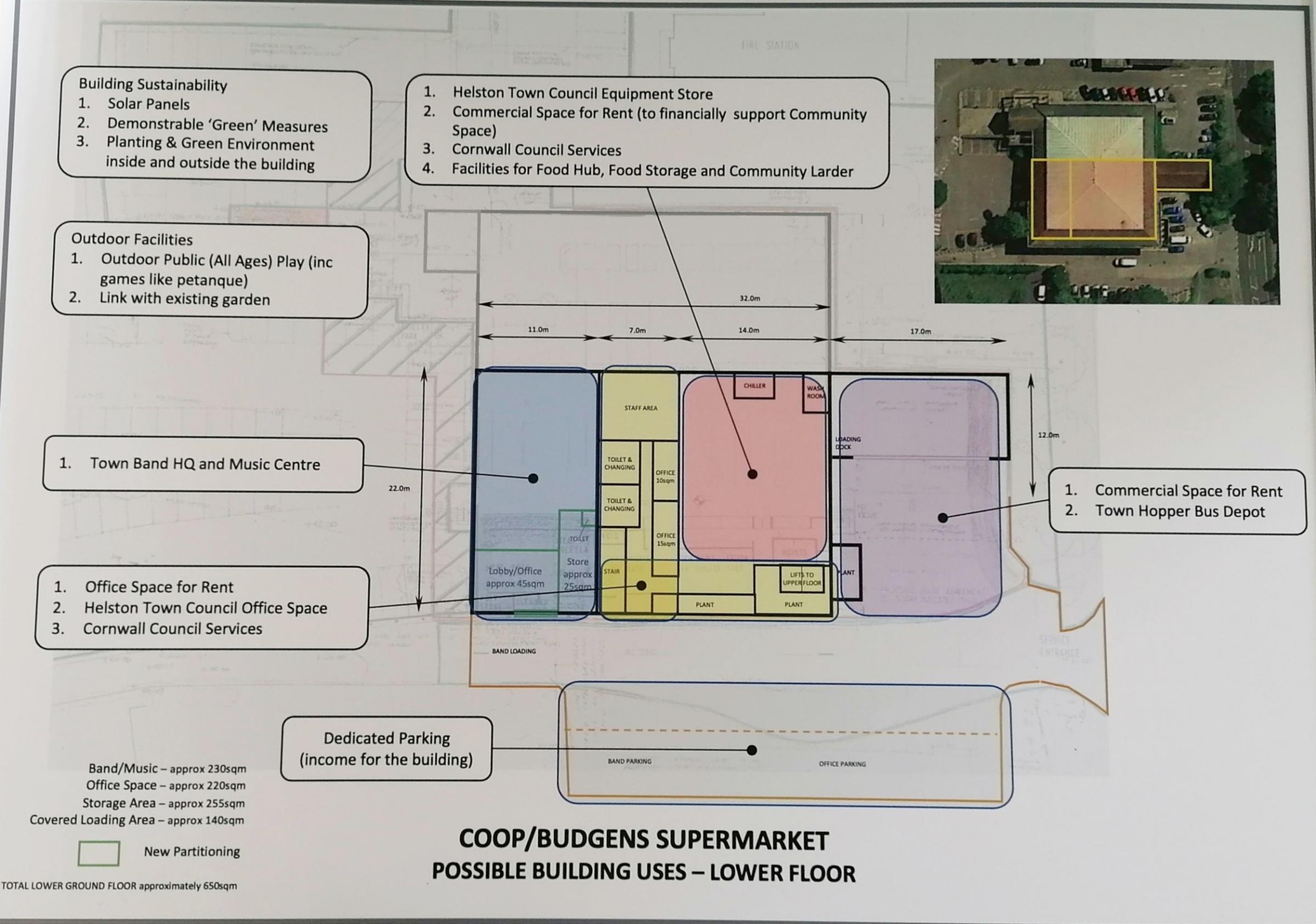 A proposed layout for the lower ground floor of the empty Budgens building
