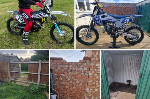 Swindon Advertiser: Paul Weaver's two stolen bikes and the damage to his back garden
