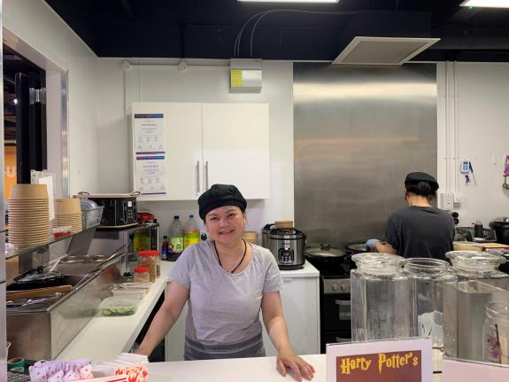 Swindon Advertiser: Jennis Elliott in her Malaysian street food stall Makan Kiosk. Swindon Advertiser: Jennis Elliott in her Malaysian street food stall Makan Kiosk.