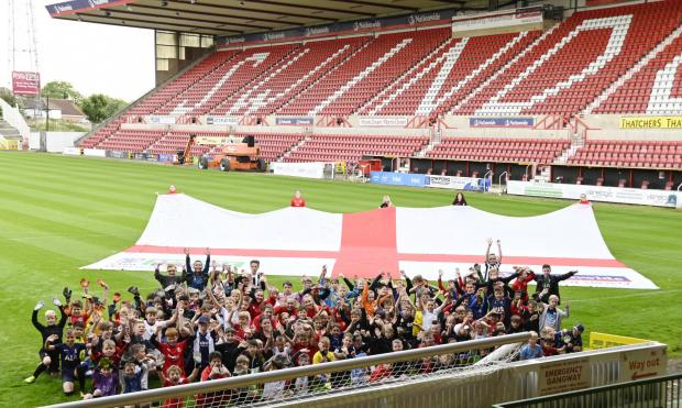 Swindon Advertiser: Swindon Town shows its support for England's Lionesses. Picture: DAVE COX