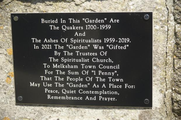The plaque at the Friends Garden. Photo: Trevor Porter 692122-1