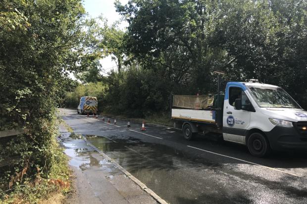 Homes and businesses in West End were left without water on Sunday after a water pipe burst in Allington Lane