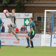 Goalkeeper Will Henry during Chippenham Town's 2-1 defeat at Hampton & Richmond Borough. Picture: RICHARD CHAPPELL